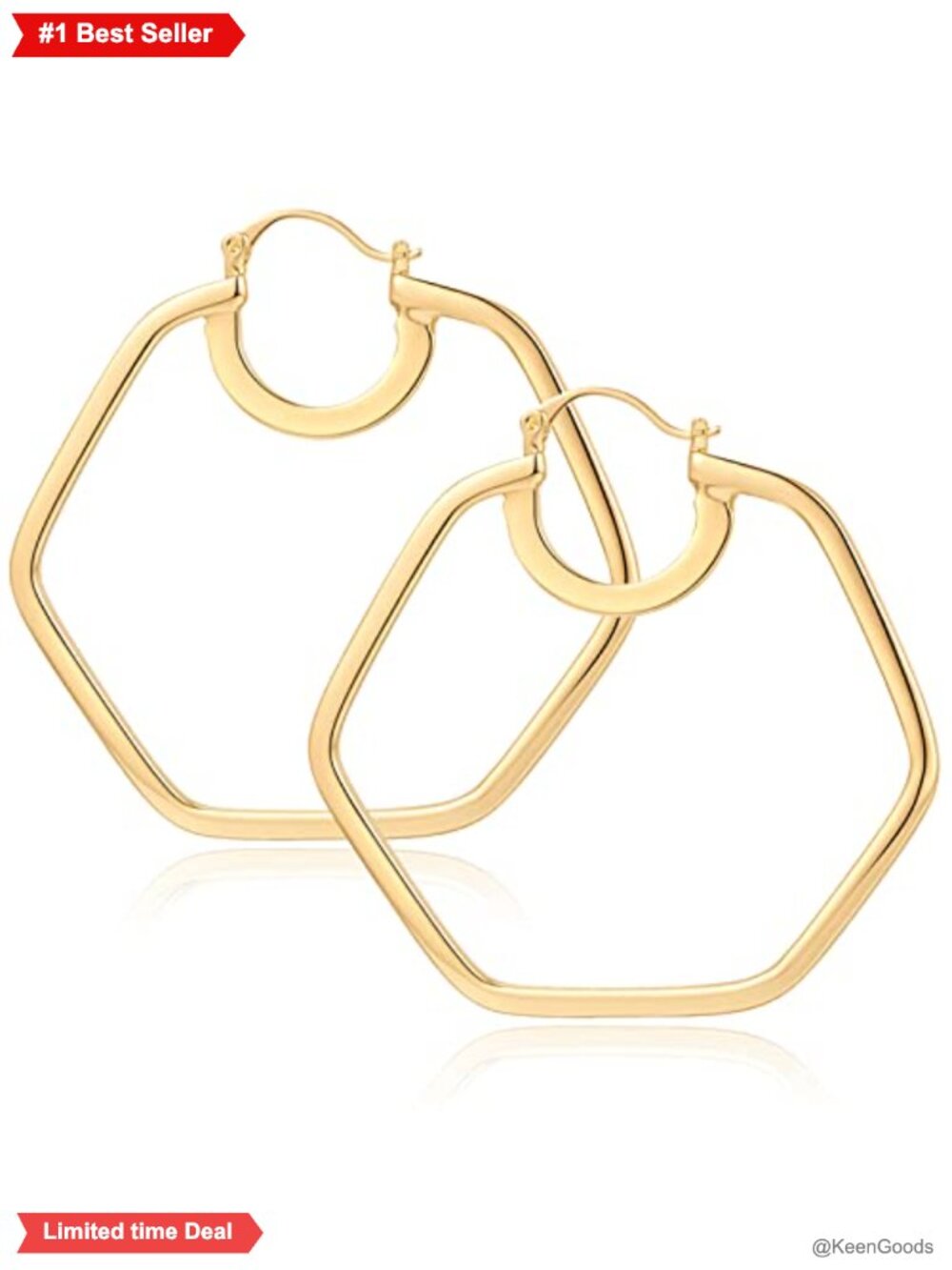 Large Hexagon Hoop Earrings Chunky Statement Vintage Y2K 80s 90s Trendy